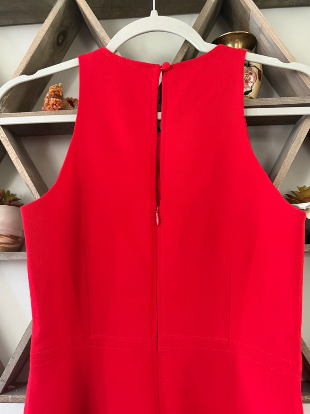 Banana Republic Red Stretch Racerback Fit-and-Flare Dress Size 0 petite. - Picture 7 of 8